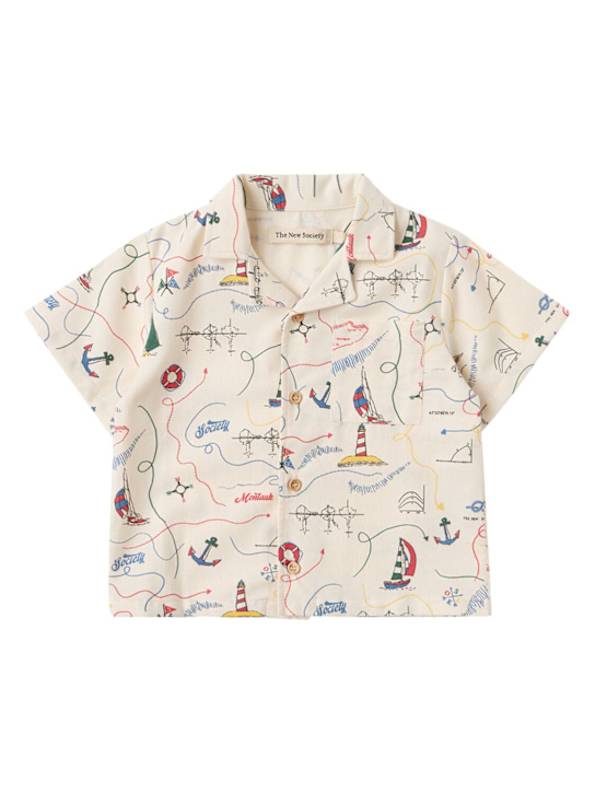 The New Society: Printed cotton shirt - Bei/Multi - kids-girls_0 | Luisa Via Roma