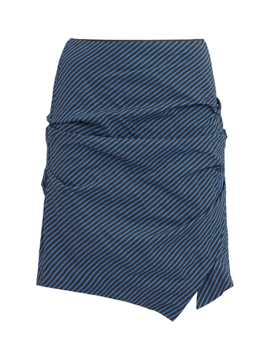 Time: Ruched cotton blend skirt - Indigo(greenish - women_0 | Luisa Via Roma