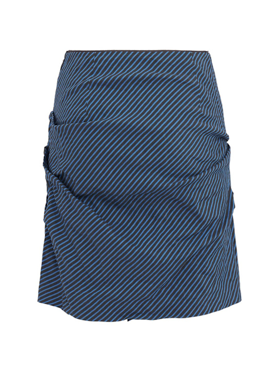 Time: Ruched cotton blend skirt - Indigo(greenish - women_1 | Luisa Via Roma