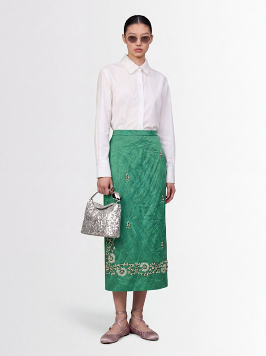 Erdem: Long sleeve cotton poplin shirt - White - women_1 | Luisa Via Roma