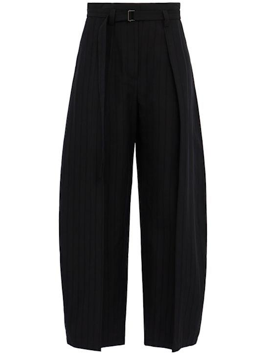 Time: Pleated cotton blend barrel pants - Black - women_0 | Luisa Via Roma