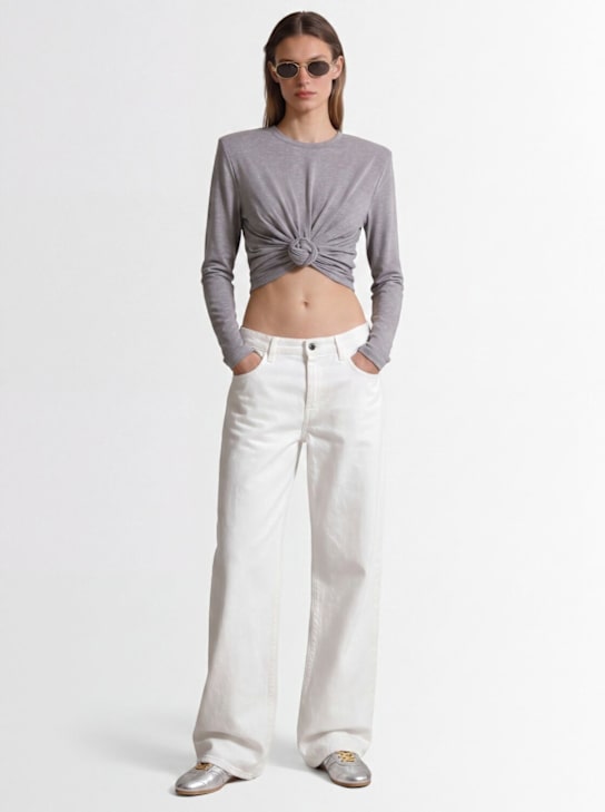 Magda Butrym: 带有玫瑰细节的垂褶上衣 - 灰色 - women_1 | Luisa Via Roma