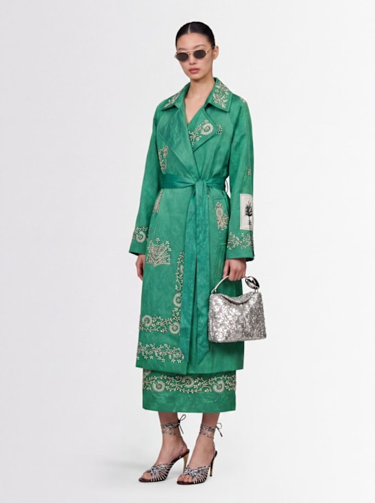 Erdem: Embellished textured satin trench coat - women_1 | Luisa Via Roma