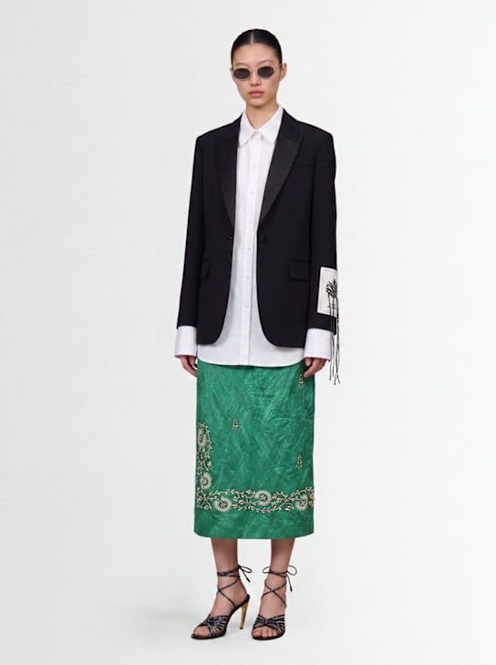 Erdem: Single breast grain de poudre blazer - Nero - women_1 | Luisa Via Roma