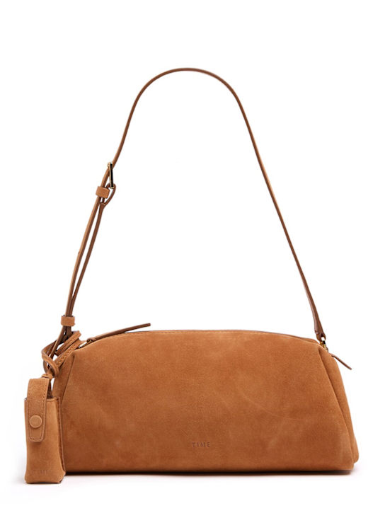 Time: Elongated suede shoulder bag - Kamelhaarfarben - women_0 | Luisa Via Roma
