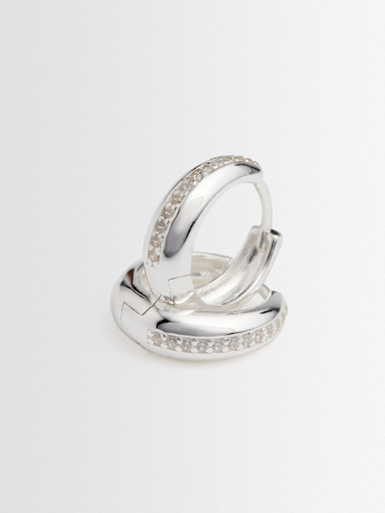 Philippa Studios: Dome combo medium hoop earrings - Silver - women_1 | Luisa Via Roma