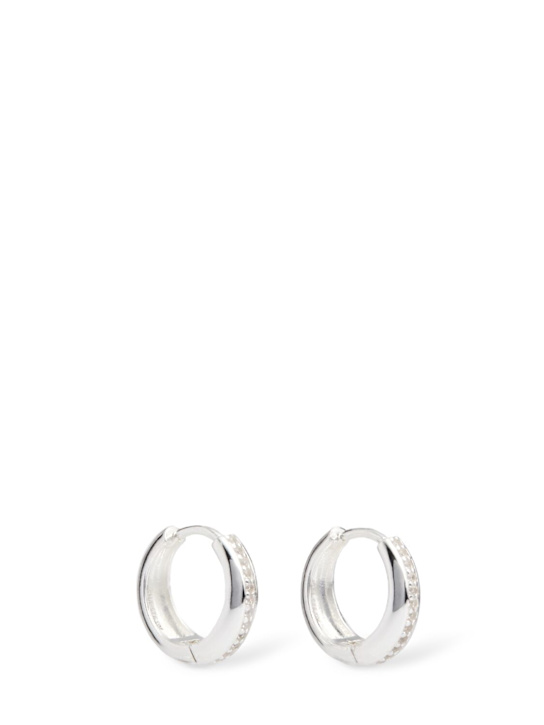 Philippa Studios: Dome combo medium hoop earrings - Silver - women_0 | Luisa Via Roma