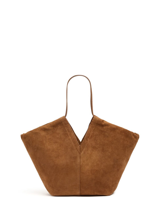 Time: Eclipse ruched suede tote bag - 棕色 - women_0 | Luisa Via Roma