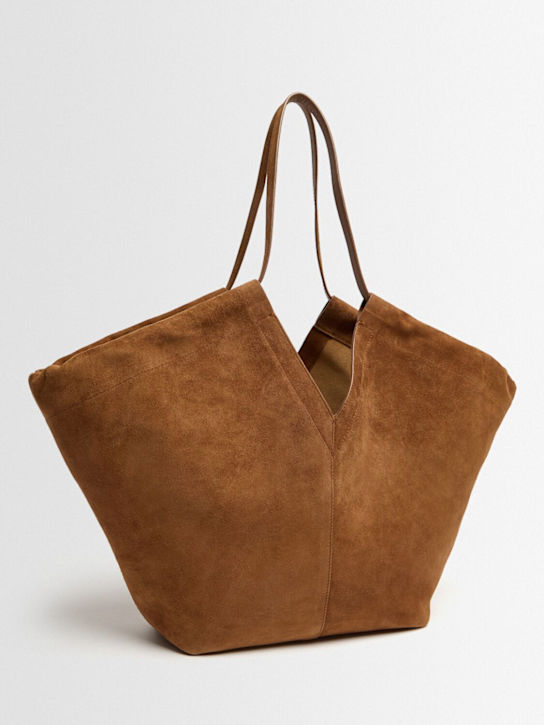 Time: Eclipse ruched suede tote bag - 棕色 - women_1 | Luisa Via Roma