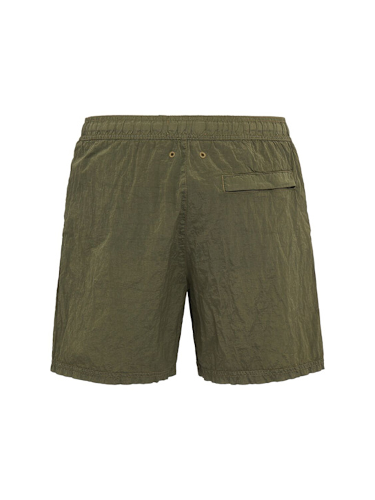 Stone Island: Logo nylon shorts - Military Green - men_1 | Luisa Via Roma