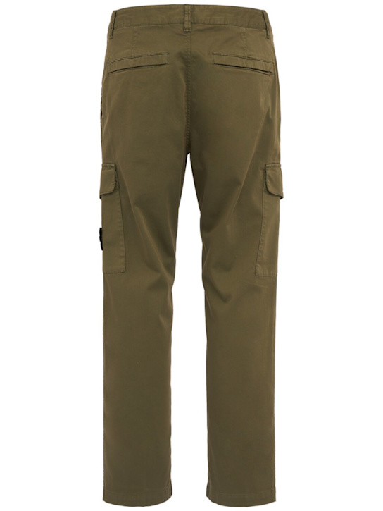 Stone Island: Logo cotton regular pants - Military Green - men_1 | Luisa Via Roma