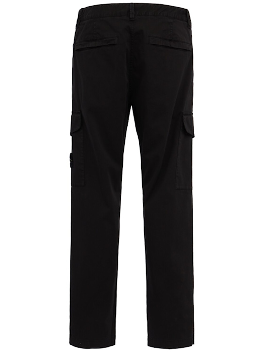 Stone Island: Logo cotton regular pants - Black - men_1 | Luisa Via Roma