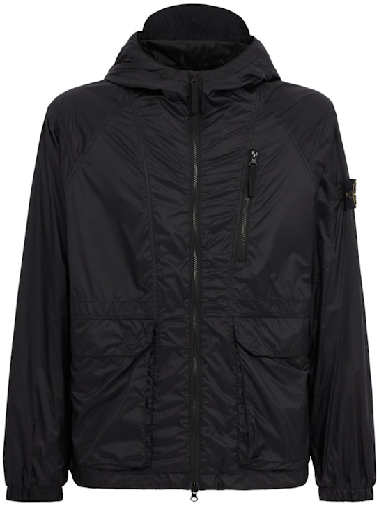 Stone Island: Logo nylon casual jacket - Navy - men_0 | Luisa Via Roma