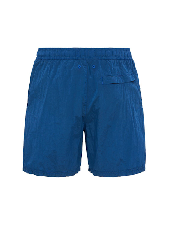 Stone Island: Logo nylon shorts - 亮蓝色 - men_1 | Luisa Via Roma