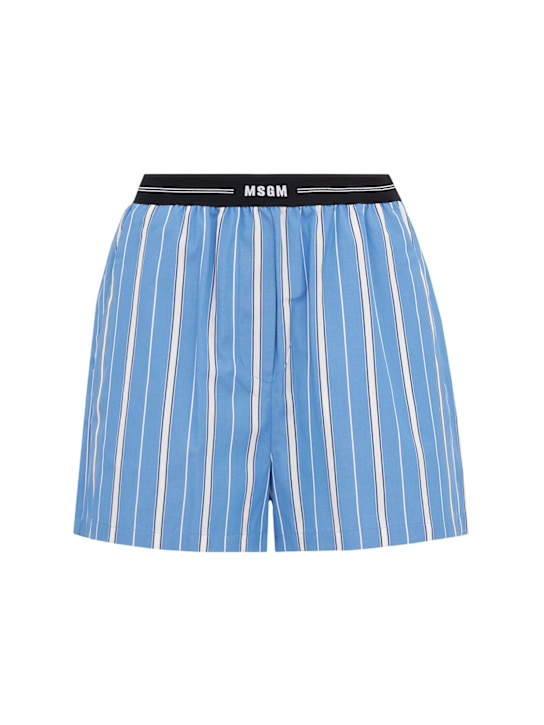MSGM: Striped shorts - Celeste - women_0 | Luisa Via Roma