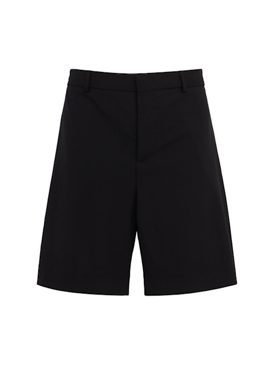 MSGM: Virgin wool bermuda shorts - 黑色 - men_0 | Luisa Via Roma