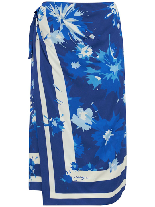 MSGM: Midi skirt - Celeste - women_0 | Luisa Via Roma