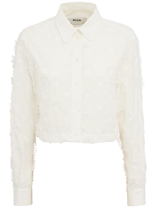 MSGM: Embellished shirt - 白色 - women_0 | Luisa Via Roma
