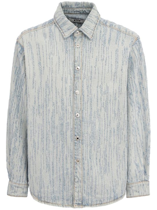 MSGM: Cotton denim shirt - Hellblau - men_0 | Luisa Via Roma