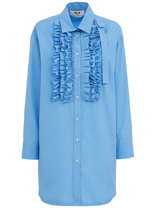 MSGM: Shirt mini dress - 浅蓝色 - women_0 | Luisa Via Roma