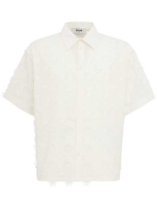 MSGM: Tech & cotton short sleeve shirt - 白色 - men_0 | Luisa Via Roma