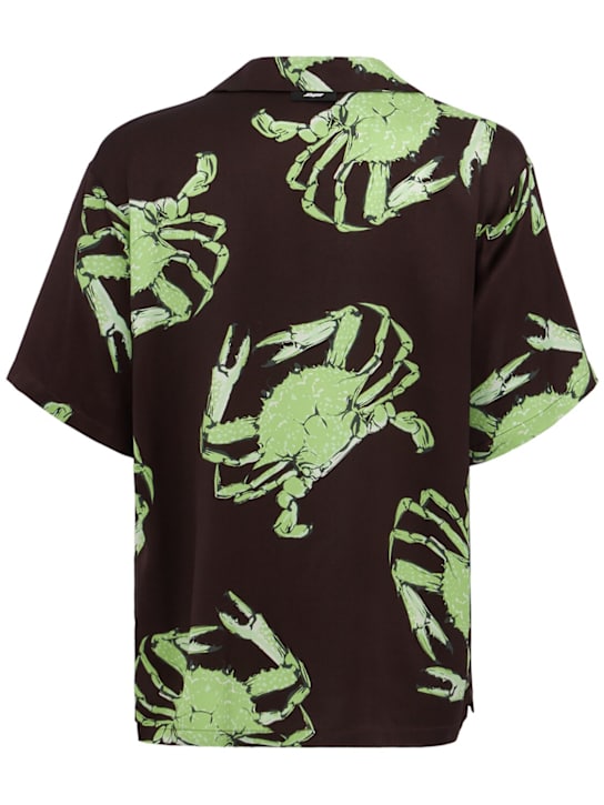 MSGM: Printed viscose short sleeve shirt - Dunkelbraun - men_1 | Luisa Via Roma