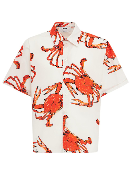 MSGM: Printed cotton short sleeve shirt - 白色 - men_0 | Luisa Via Roma