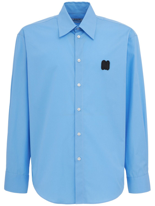 MSGM: Cotton shirt - Bleu Clair - men_0 | Luisa Via Roma