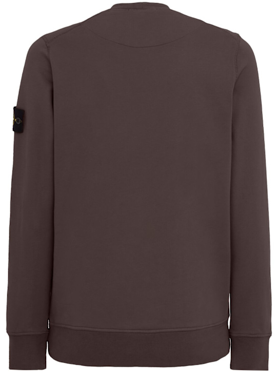 Stone Island: Logo棉质圆领卫衣 - 炭灰色 - men_1 | Luisa Via Roma