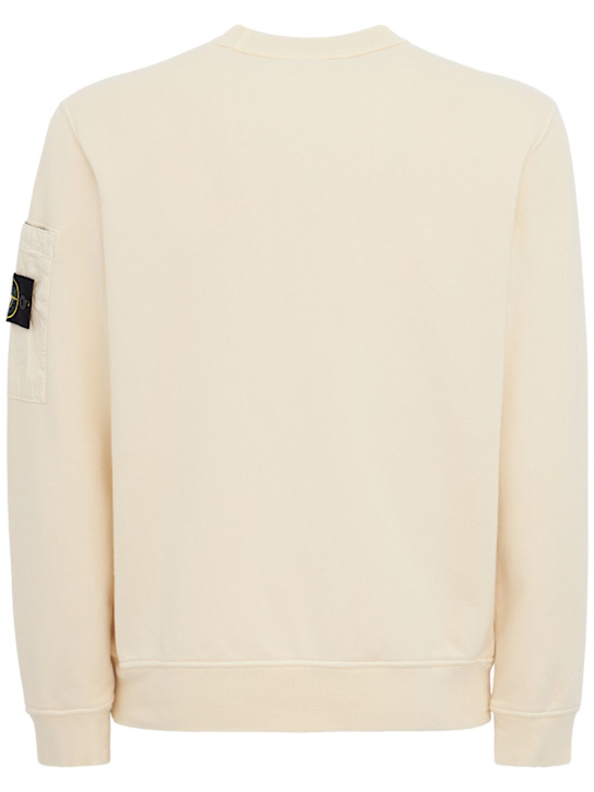 Stone Island: Logo棉质圆领卫衣 - 象牙色 - men_1 | Luisa Via Roma