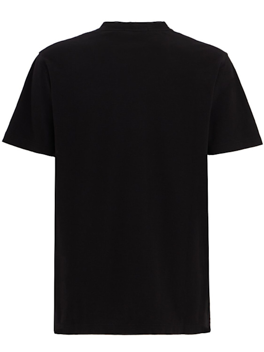 Stone Island: LOGO贴片棉质T恤 - 黑色 - men_1 | Luisa Via Roma