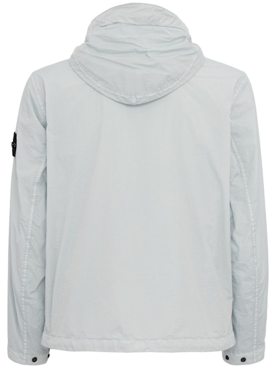 Stone Island: Logo贴片尼龙拉链连帽夹克 - 天蓝色 - men_1 | Luisa Via Roma