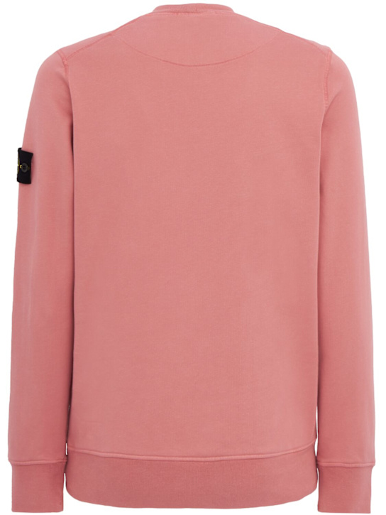 Stone Island: Logo棉质圆领卫衣 - Oleander - men_1 | Luisa Via Roma
