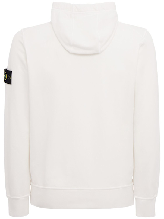 Stone Island: Logo棉质连帽卫衣 - 白色 - men_1 | Luisa Via Roma