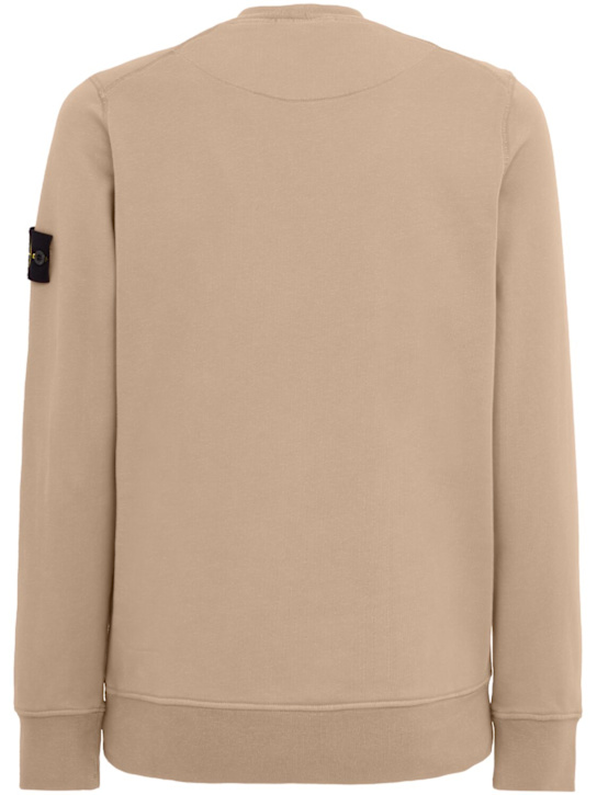 Stone Island: Logo棉质圆领卫衣 - 沙漠色 - men_1 | Luisa Via Roma