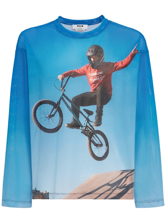 MSGM: Long sleeve mesh t-shirt - 멀티컬러 - men_0 | Luisa Via Roma