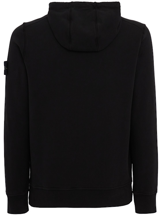 Stone Island: Logo cotton hoodie - Black - men_1 | Luisa Via Roma