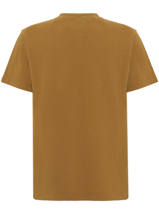 Stone Island: LOGO贴片棉质T恤 - 深米黄色 - men_1 | Luisa Via Roma
