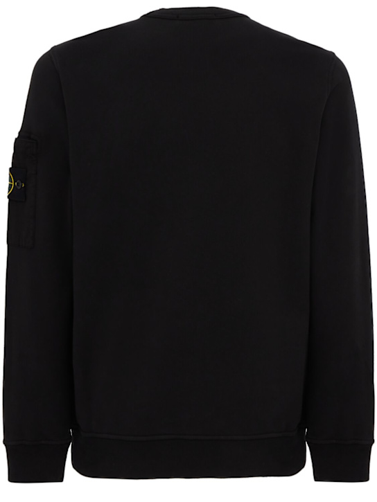 Stone Island: Logo cotton crewneck sweatshirt - Schwarz - men_1 | Luisa Via Roma