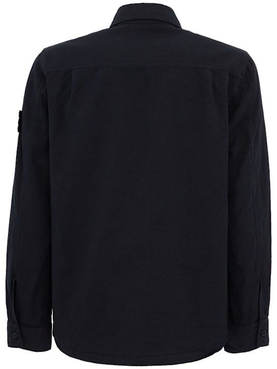 Stone Island: 棉&亚麻衬衫 - 海军蓝 - men_1 | Luisa Via Roma