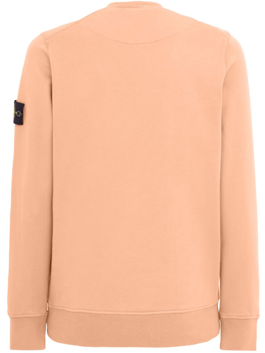 Stone Island: Logo棉质圆领卫衣 - Plaster Pink - men_1 | Luisa Via Roma