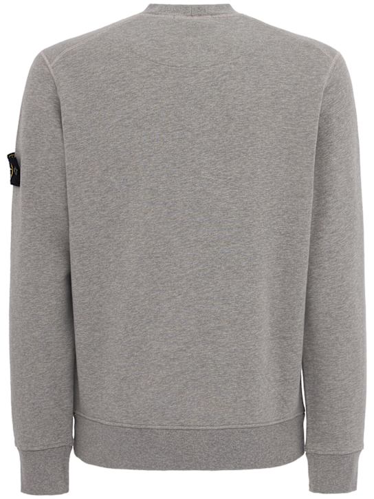 Stone Island: Logo棉质圆领卫衣 - 麻灰色 - men_1 | Luisa Via Roma