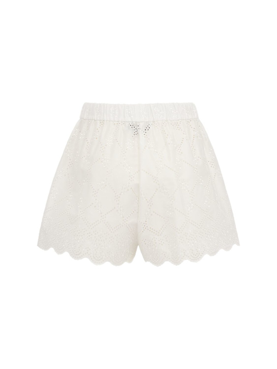 MSGM: Eyelet lace boxer-style shorts - ホワイト - women_1 | Luisa Via Roma