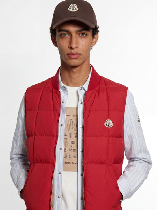 Moncler: Logo cotton gabardine baseball cap - Coffee Bean - men_1 | Luisa Via Roma
