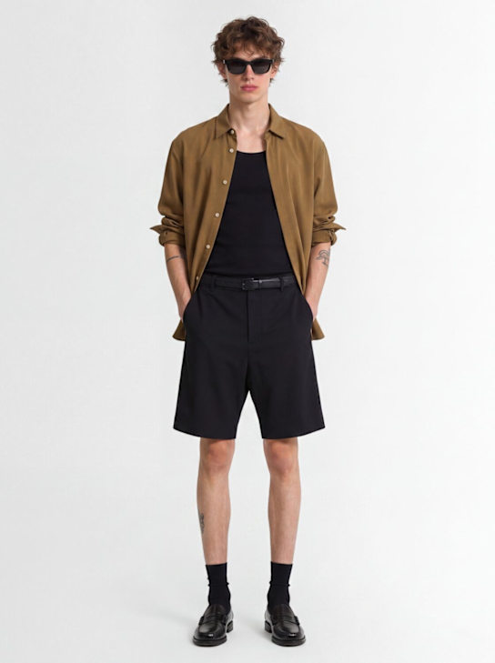 MSGM: Wool blend Bermuda shorts - 黑色 - men_1 | Luisa Via Roma