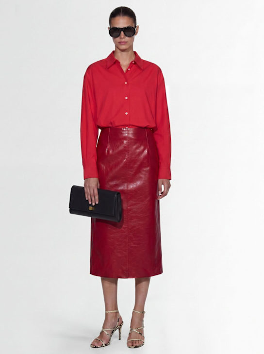 Time: A-line leather skirt - Rojo - women_1 | Luisa Via Roma