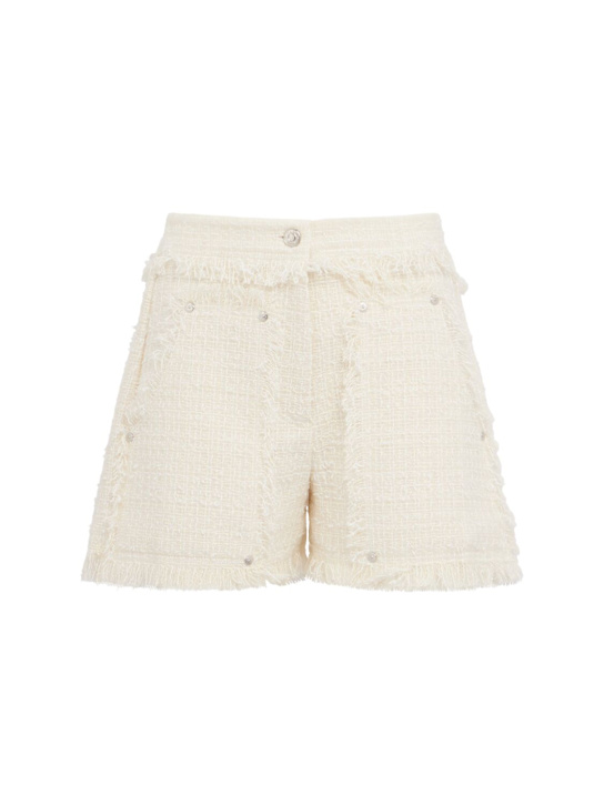 MSGM: Fringed bouclé shorts - 米白色 - women_0 | Luisa Via Roma
