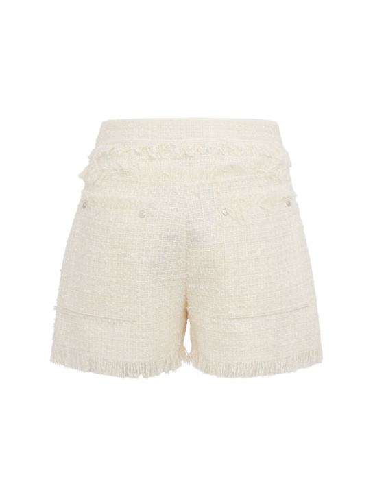 MSGM: Fringed bouclé shorts - 米白色 - women_1 | Luisa Via Roma