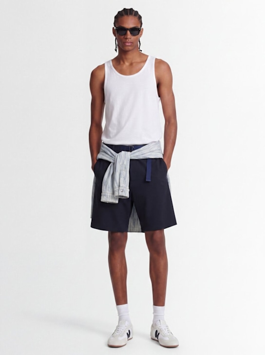 MSGM: Virgin wool bermuda shorts - 牛仔 - men_1 | Luisa Via Roma