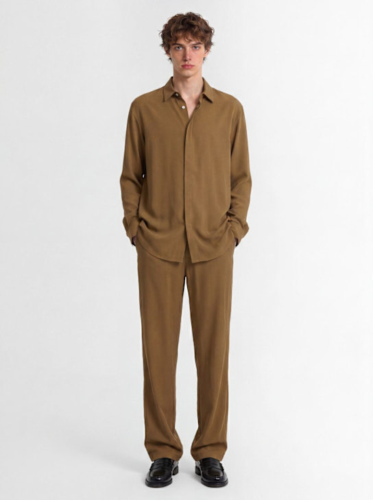 MSGM: Viscose shirt - 橄榄绿 - men_1 | Luisa Via Roma